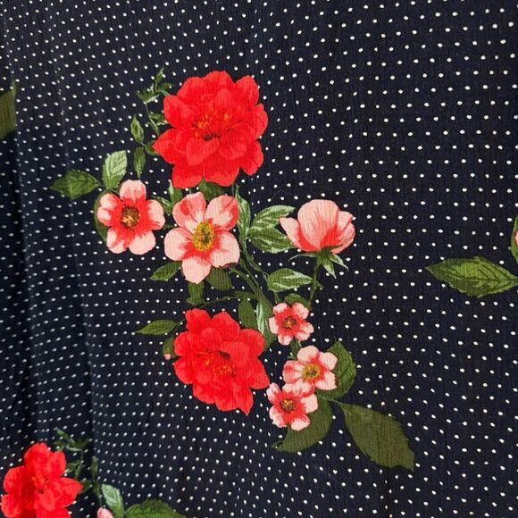 Nina Leonard Retro Floral Polka Dot Button Down Swing Dress M - Picture 7 of 7